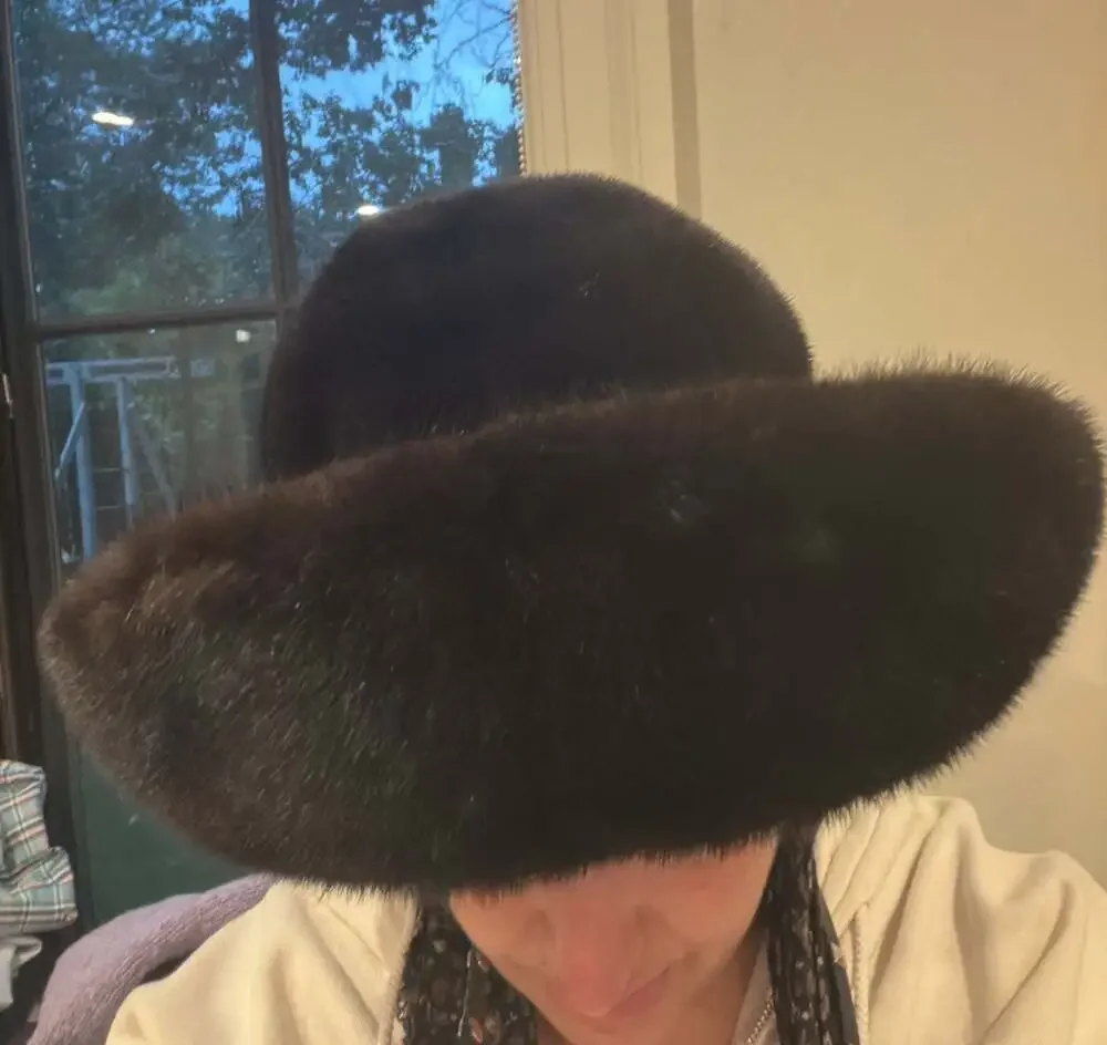 Vintage Dark Brown Mink Fur and Wool Cloche Hat STUNNING size m/l